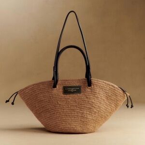 Sezane Justine bag navy and straw